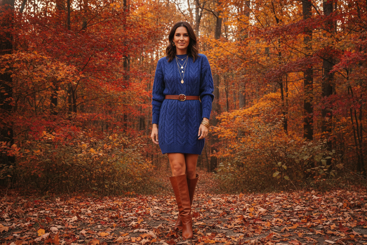 royal blue sweater dress for fall