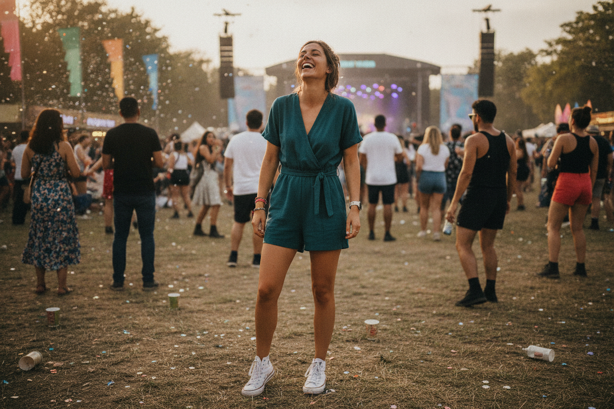 teal short sleeve romper with tie waist for easy summer one-piece outfit