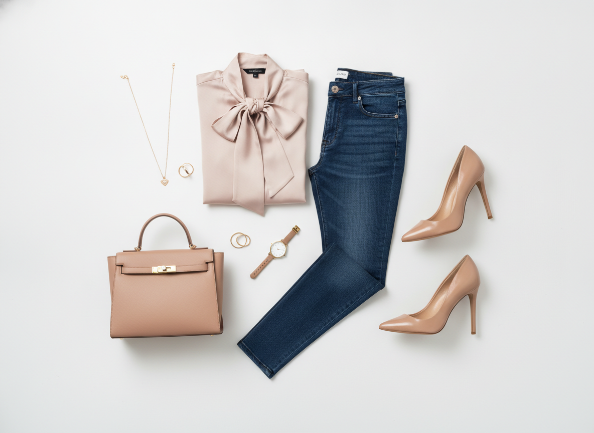 Quick jeans and blouse outfit for last-minute gender reveal party