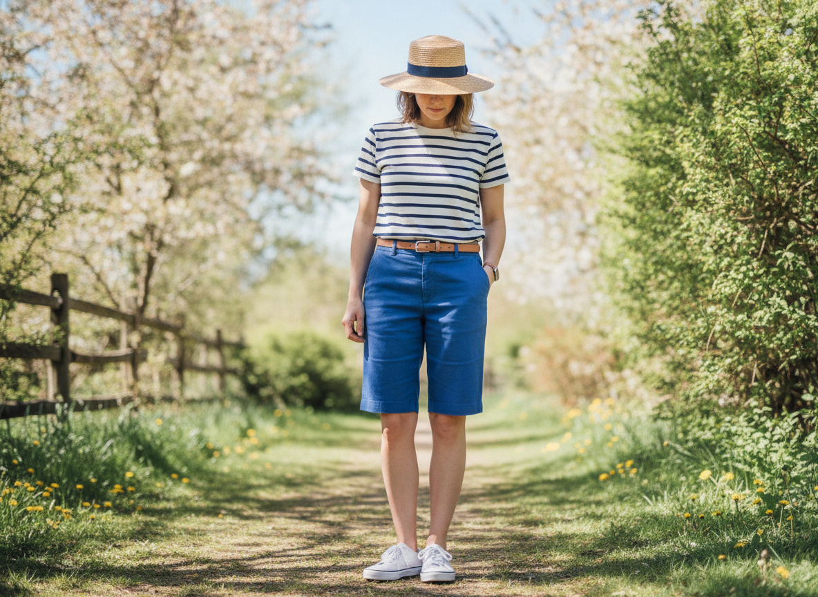 royal blue shorts spring casual outfit
