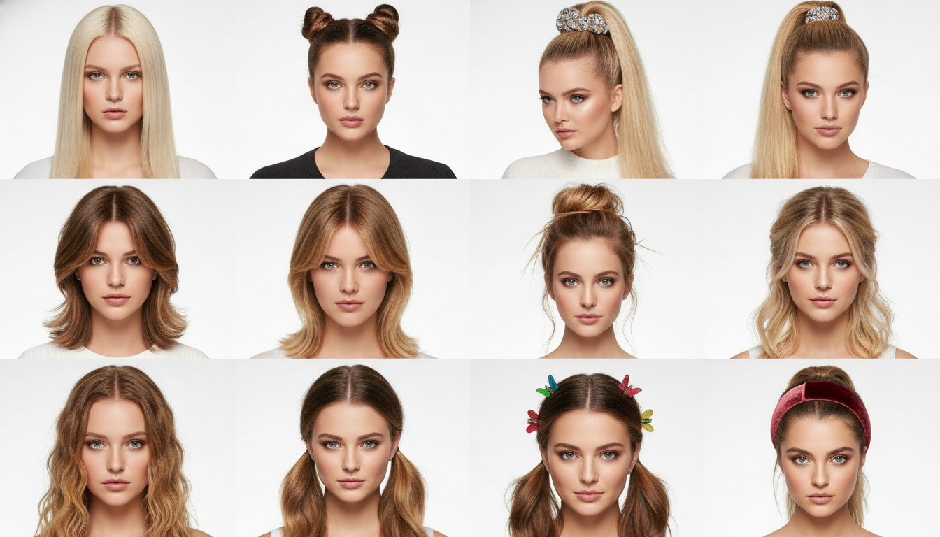 90s hairstyles collection showing various iconic looks