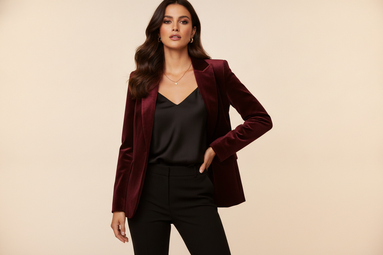 velvet blazer outfit for winter bar