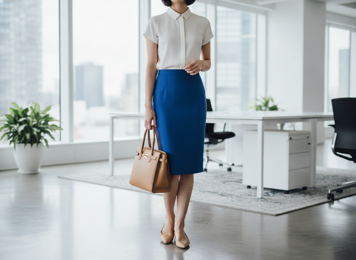 royal blue pencil skirt summer work outfit