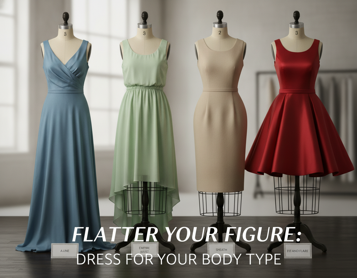Different dress silhouettes for various body types