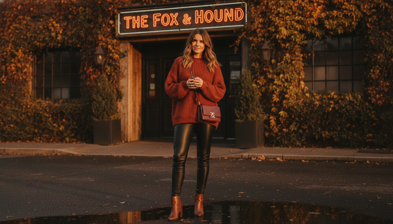 fall bar outfit with sweater and boots
