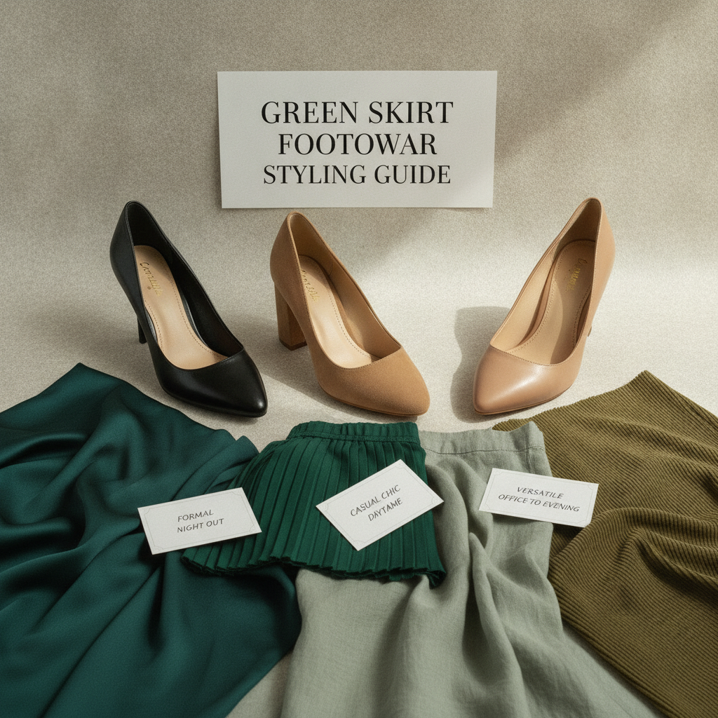 various pumps with green skirt