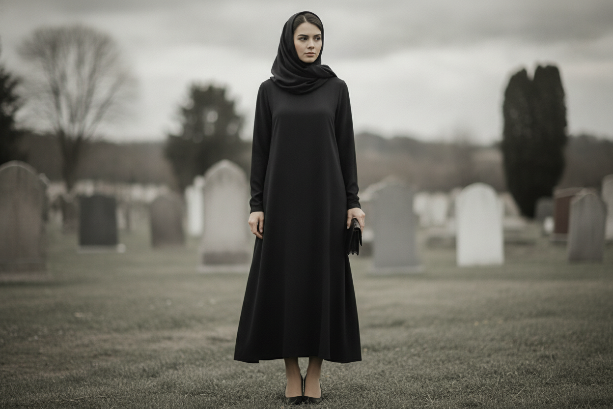 Modest funeral attire showing religious and cultural sensitivity