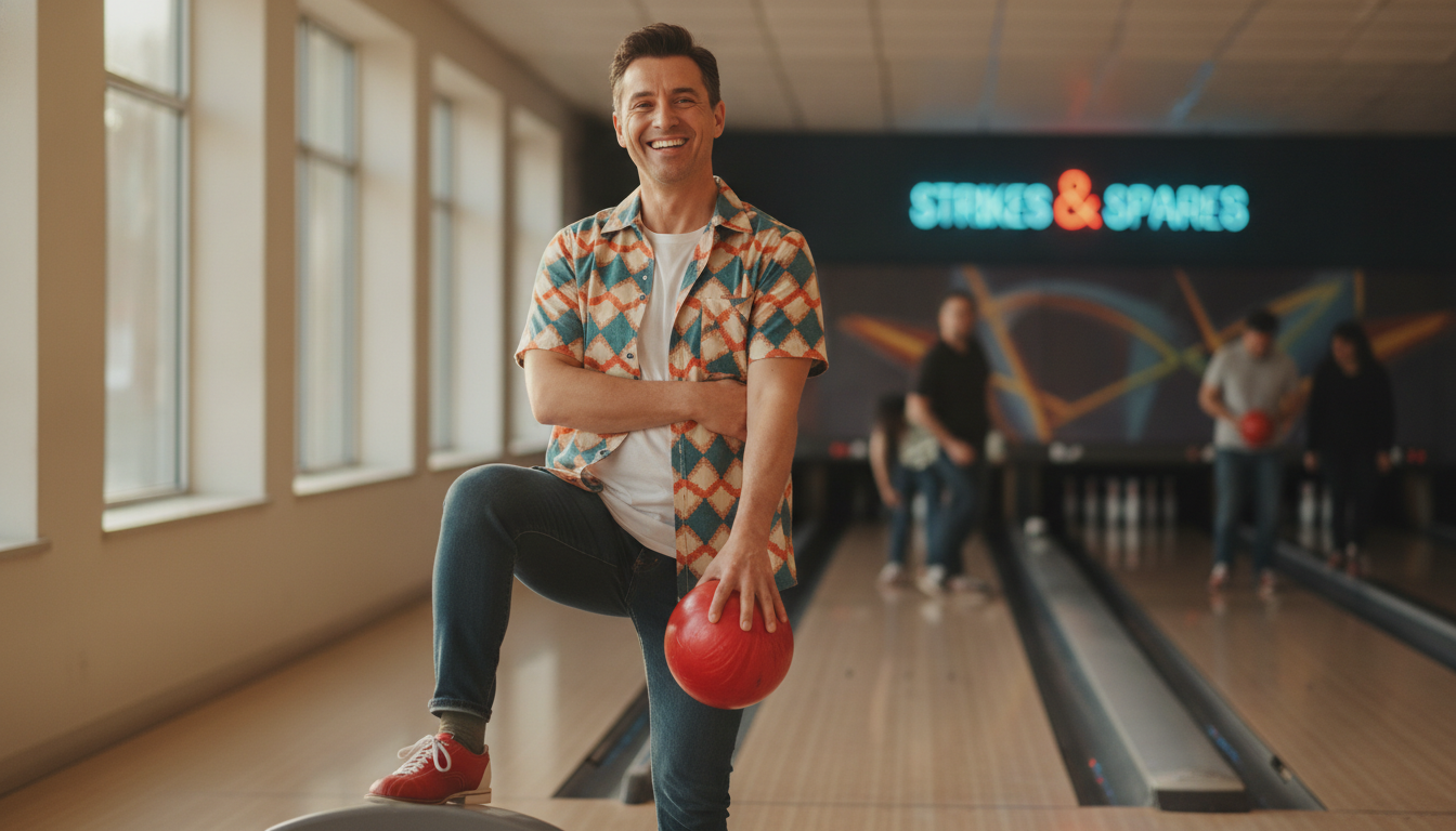 confident person wearing perfect bowling outfit looking happy at lanes