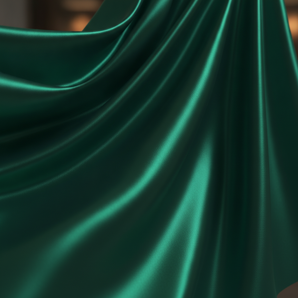 satin green skirt shine