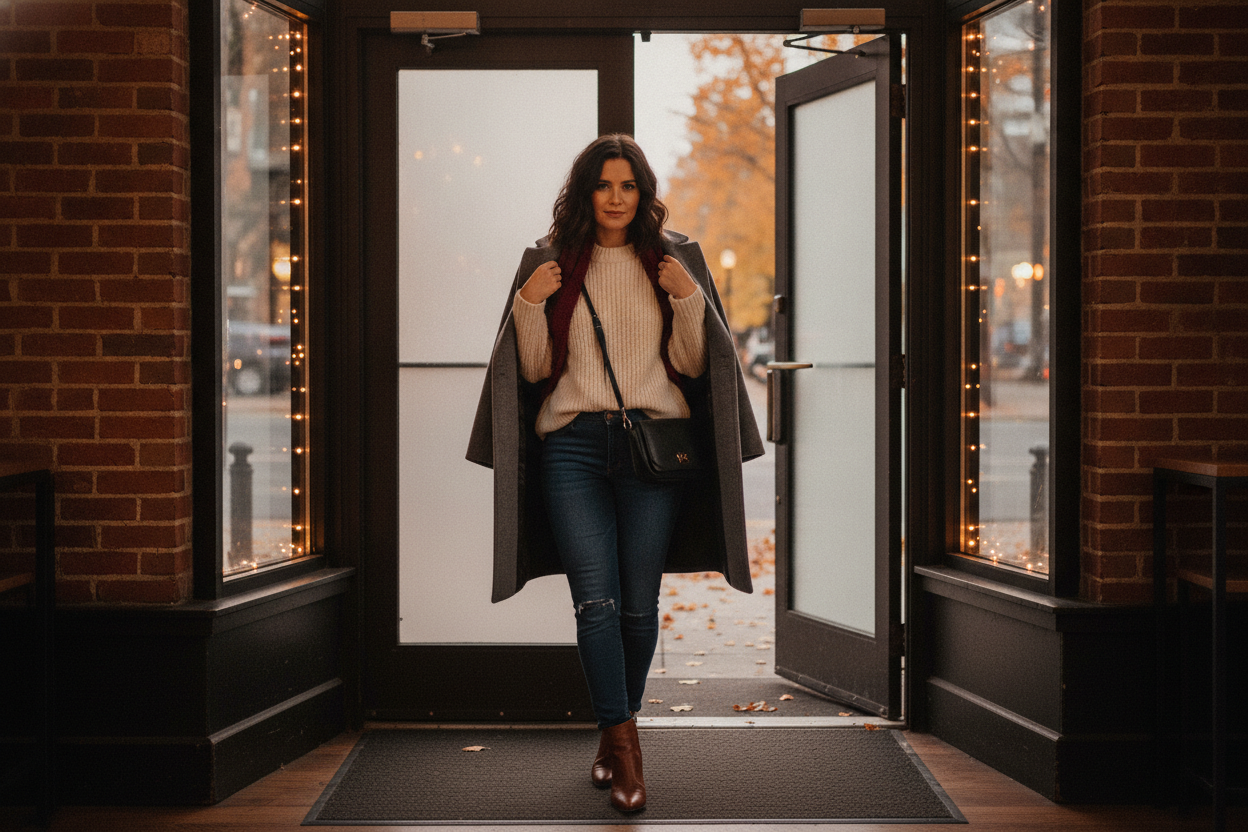 seasonally appropriate bar outfit with proper layers
