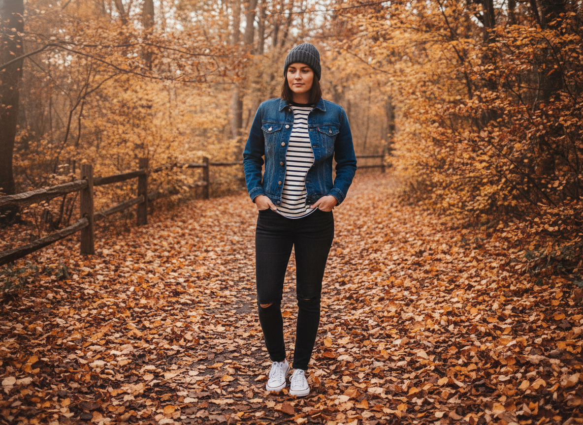 royal blue denim jacket fall layering