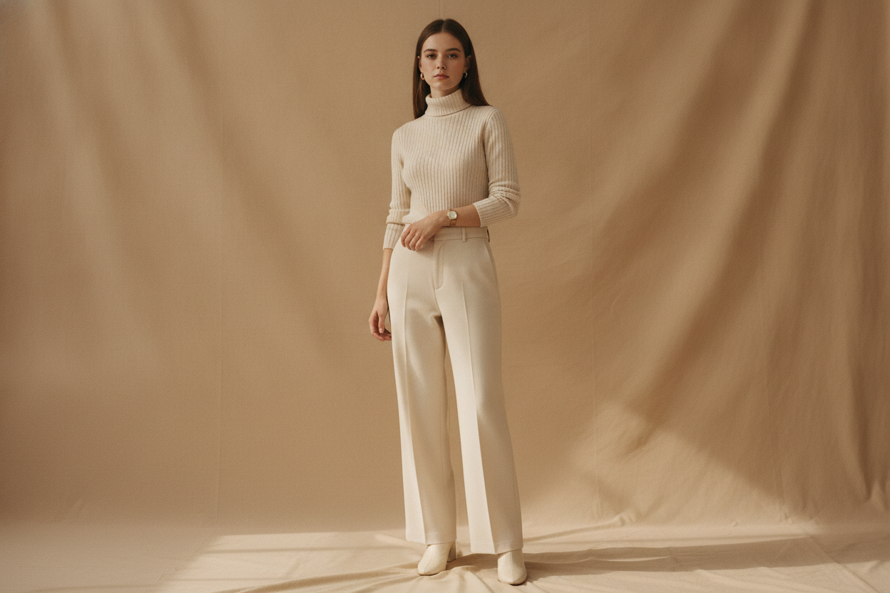 Turtleneck minimalist 90s theme party outfit monochrome