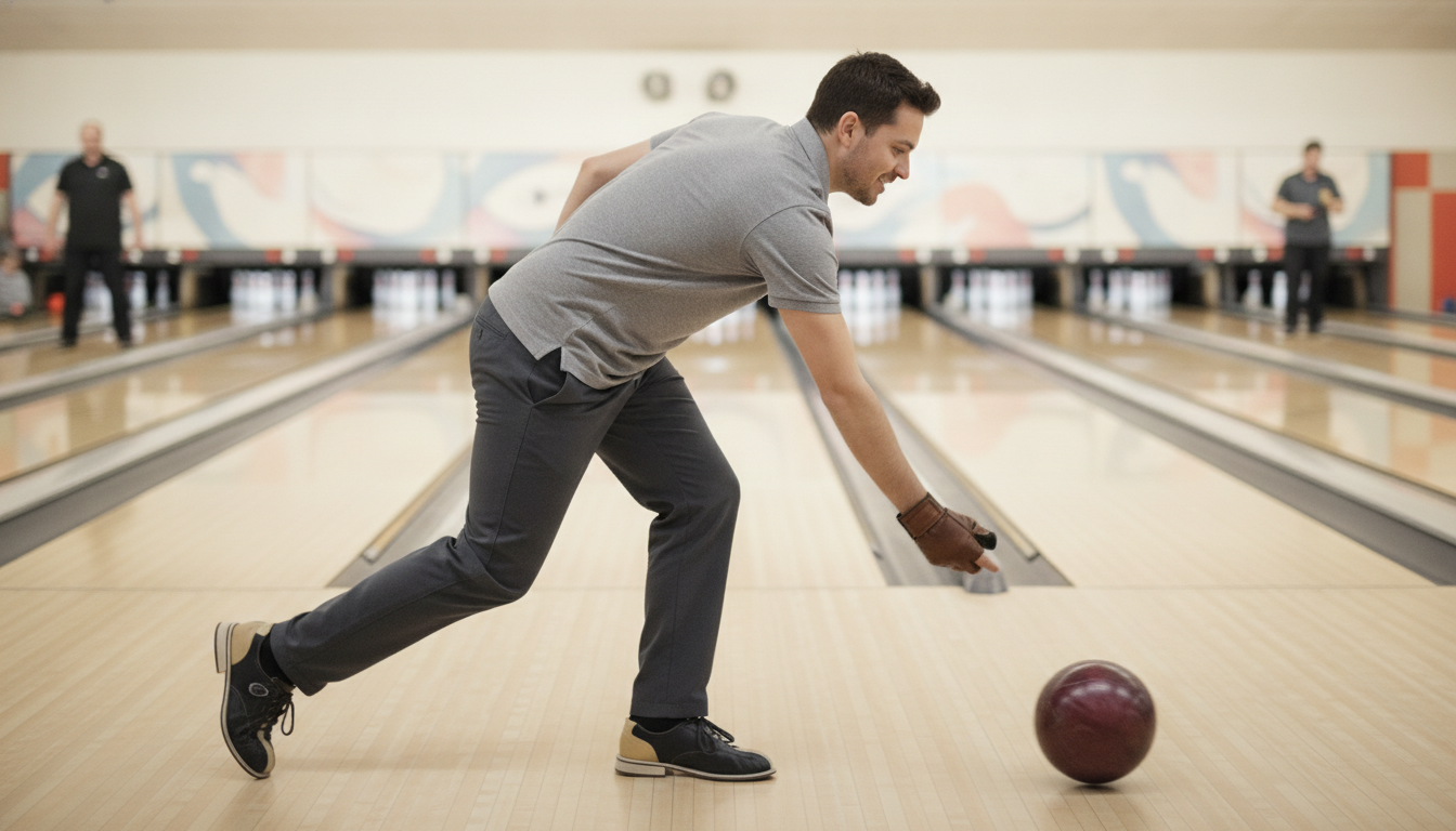person demonstrating proper bowling outfit fit and movement
