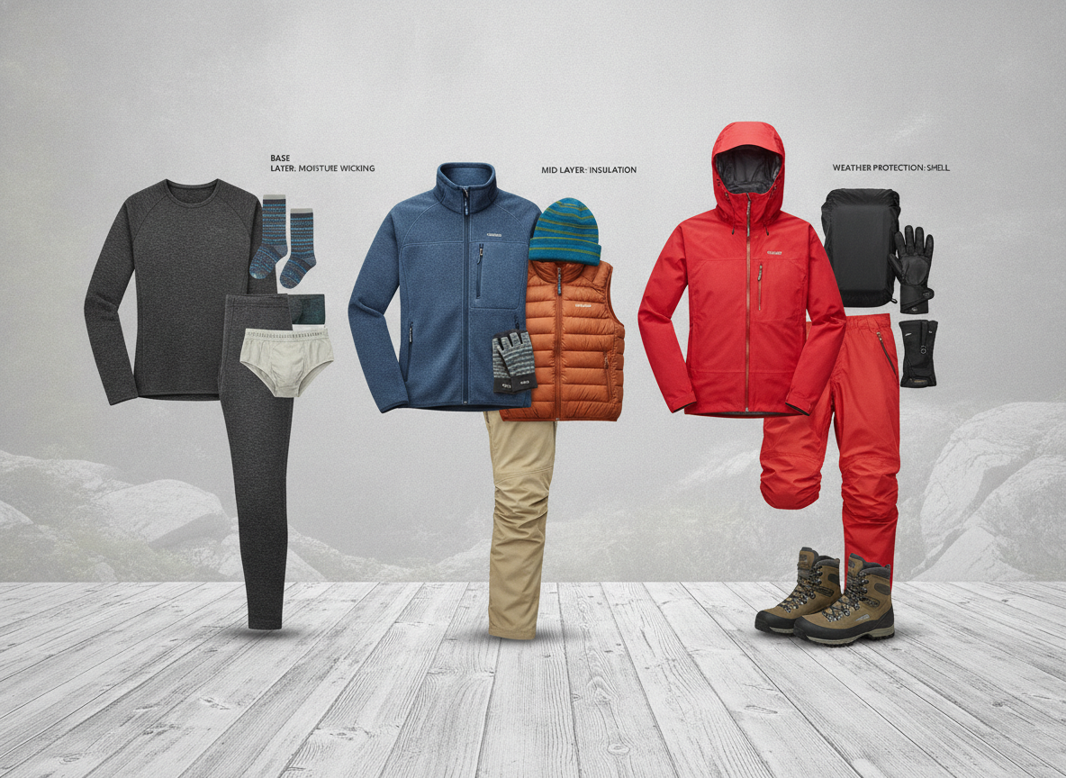 layered hiking outfits for different weather