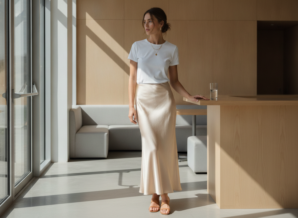 slip skirt and tee spring bar outfit