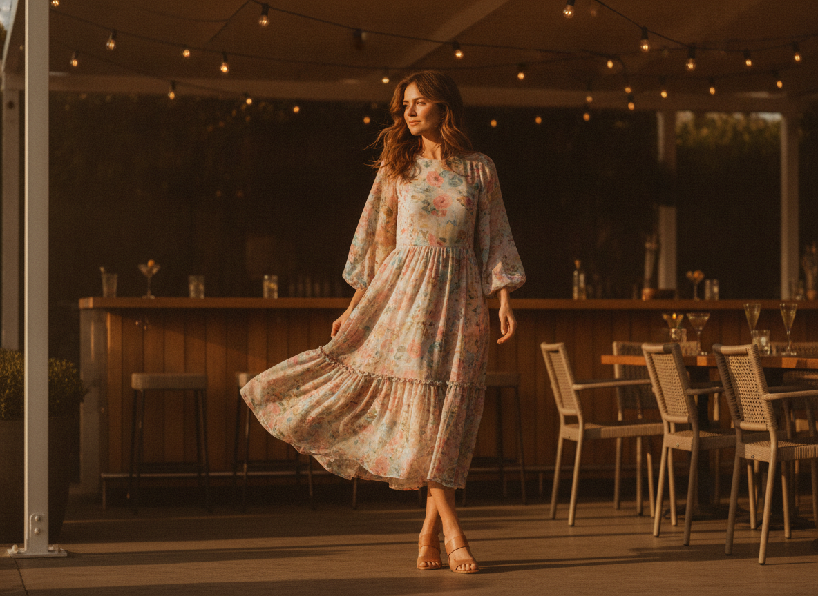 floral midi dress spring bar outfit