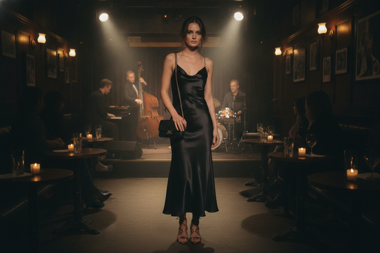 Slip dress outfit for New Orleans evening entertainment