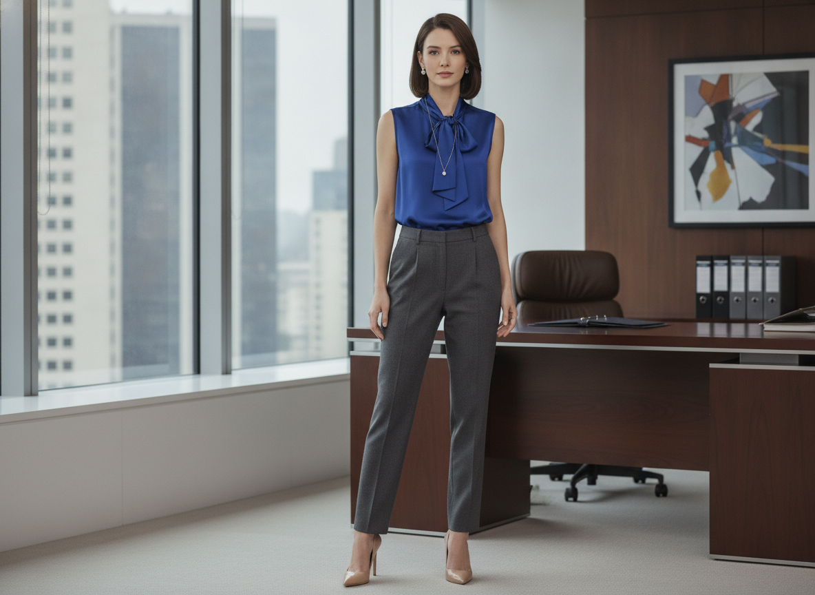 royal blue sleeveless blouse professional summer